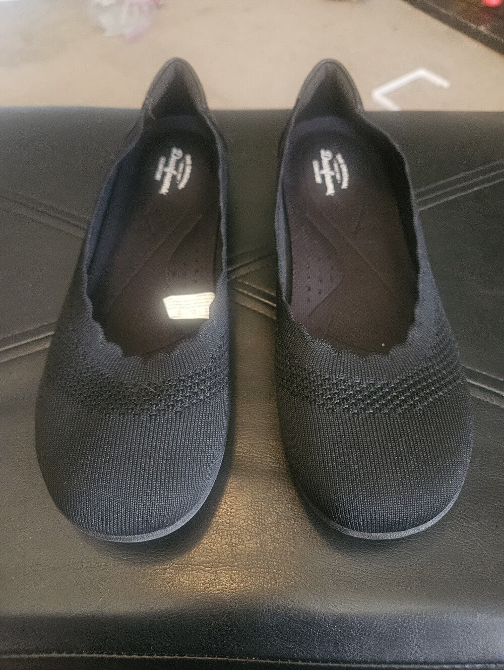 Dearfoams Women's Black Misty Ballet Flat Lightweight Slip Ons Size 10